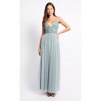 Little Mistress Women's Grey Embellished Maxi Dress | Size: 12