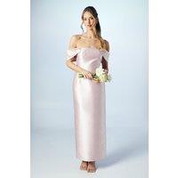 Coast Women's Honoured Twill Bardot Column Midi Bridesmaid Dress in Blush | Size: 14