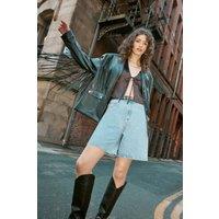 NastyGal Women's Fringe Faux Leather Belted Jacket in Black | Size: 8