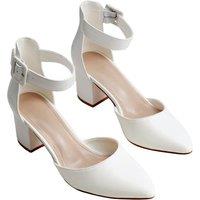 MODISHION Women's Closed Toe Block Heels Pumps in White | Size: 6