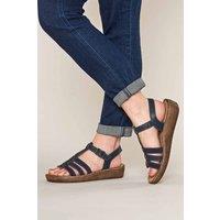 Moshulu Women's 'Paradas' Platform Wedge Strappy Sandals in Indigo | Size: 6