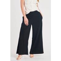 French Connection Women's Wide Leg Crepe Trousers in Black | Size: 10