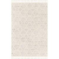 Livabliss Nora-Geometric Grey Ivory Brown High Pile Fringe Living Dining Bedroom Rug | Size: 160 cm x 215 cm