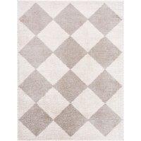 Livabliss Fossay Shag Washable High Pile Diamond Rug in Mid Grey | Size: 120 cm x 170 cm