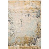 Livabliss City Abstract Yellow Grey Blue Modern Marble Rug in Mustard | Size: 160 cm x 220 cm