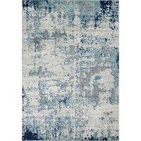 Livabliss Sunderland-Abstract Blue Grey Modern Marble Living Dining Bedroom Rug in Navy | Size: 200 cm x 275 cm
