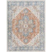 Livabliss Lilian-Washable Blue Brown Vintage Traditional Boho Living Dining Rug in Burnt Orange | Size: 200 cm x 275 cm