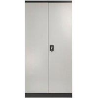 Moderna Grey/Black Steel Filing Cabinet, 4 Shelves, Lockable 2 Door, Tall Office Unit in Grey