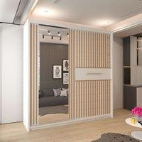 Sliding Wardrobes 4U Clothify Single Mirror Sliding Door Wardrobe 203cm X 217cm in White | Size: 203 cm X 217 cm