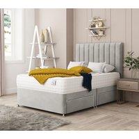 Bed Choices Alaska Divan Bed With 4 drawers, Mattress & Headboard - Plush Velvet in Silver | Size: King