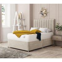 Bed Choices Alaska Divan Bed With 4 drawers, Mattress & Headboard - Plush Velvet in Cream | Size: Super King