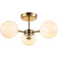 Happy Homewares Designer Ceiling Light Fitting with Round White Confetti Snowflake Glass Shades in Metallic Gold