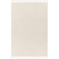 Livabliss Nora Geometric Grey Ivory High Pile Fringe Living Bedroom Rug | Size: 140 cm x 200 cm