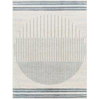 Livabliss Lilian Washable Blue Grey Geometric Living Dining Bedroom Rug in Beige | Size: 160 cm x 215 cm