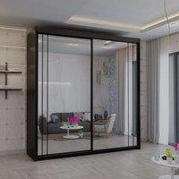 Sliding Wardrobes 4U Modish Full Mirror Sliding Door Wardrobe 150cm X 217cm in Black | Size: 150 cm X 217 cm