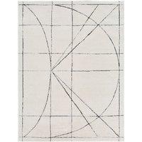 Livabliss Galey Alix Architect V-Modern Ivory Black Graphic High Pile Living Dining Bedroom Rug | Size: 160 cm x 215 cm