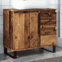 Berkfield Home Bathroom Sink Cabinet Old Wood 65x33x60 cm Engineered Wood in Brown | Size: 65 x 33 x 60 cm