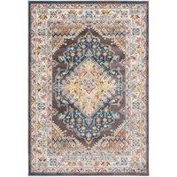 Livabliss Ankara - Vintage Grey Taupe Blue Traditional Boho Living Dining Bedroom Rug in Teal | Size: 160 cm x 215 cm