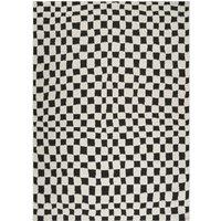 Livabliss Freud-Modern Black Ivory Brown High Pile Checkered Living Dining Rug | Size: 200 cm x 275 cm