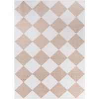 Livabliss Lilian-Washable Geometric Diamond Pattern Living Rug in Light Brown | Size: 160 cm x 215 cm