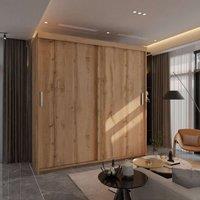 Sliding Wardrobes 4U Velora Oak Sliding Door Wardrobe 203cm X 217cm in Light Oak | Size: 203 cm X 217 cm