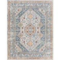 Livabliss Lilian-Washable Blue Brown Vintage Traditional Boho Living Dining Rug | Size: 160 cm x 215 cm