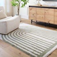 Livabliss Fossay Shag-Washable Beige Brown Green Grey Modern High Pile Rug | Size: 120 cm x 170 cm
