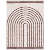 Livabliss Fossay Shag-Washable Beige Brown Green Grey Modern High Pile Rug in Dark Brown | Size: 140 cm x 200 cm