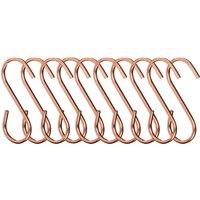 Orsina Set Of 10 Matte Rose Gold Hooks, Durable Metal S-Hooks For Hanging Kitchen Utensils Or Accessories, Sleek