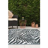 JVL Lightweight Reversible Plastic Woven Outdoor Rug 133x190cm Leaves in Dark Grey | Size: 133 cm x 190 cm