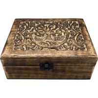 KDMD Large Wooden Keepsake Box 20x15x7.5cm - Tree of Life in Brown | Size: 20x15x7.5 cm