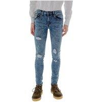 TopLook London Men's Acid Rain Washed Skinny Distressed Jeans in Light Blue | Size: 36S