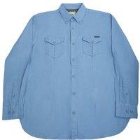 TopLook London Men's Mens Smart Casual Button-Down Cotton Shirt with Pockets in Mid Blue | Size: 3XL