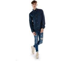 TopLook London Men's Stretchy Slim Fit Ripped Jeans in Mid Blue | Size: 36R