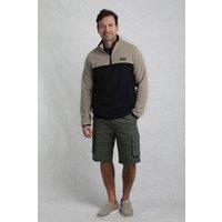 Weird Fish Men's Tristan 1/4 Zip Colour Block Microfleece in Beige | Size: 4XL