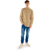TopLook London Men's Mens Business Causal Shirt Button-Down Long Sleeve Shirt in Beige | Size: Medium