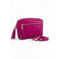 Sarta Women's Fleur Italian Leather Crossbody Bag - Berry, Pebbled in Red