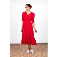 Sarta Women's Broderie Anglaise Fit & Flare Midaxi Dress in Red | Size: Small