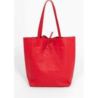 Heather Italian Leather Tote Bag - Red, Pebbled