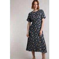 Weird Fish Women's Everly LivaEco Printed Viscose Dress in Black | Size: 10