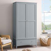 Christow Double Wardrobe with Drawer 2 Door Bedroom Storage Cupboard in Grey