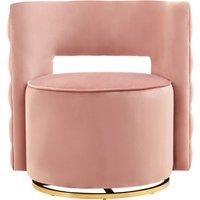 Orsina Blue Velvet Swivel Arm Chair, Comfortable Arm Chair with 360 Rotation, Contemporary Velvet Chair for Home in Pink