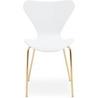 Orsina Comfortable Dining Chair With White Seat & Gold Chrome Legs, Elegant Chair For Table, Modern Dining Chair