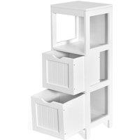 Gymax Bathroom Floor Cabinet Side Storage Cabinet With Removable Drawers in White
