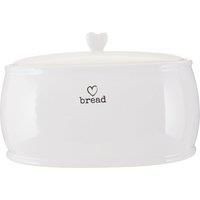 Orsina White Bread Box With Heart Detail, Ceramic Bread Storage Bin For Loaves, Functional Bread Holder With Lid