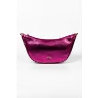 Etre Women's Hot Pink Metallic Faux Leather Half Moon Crossbody Bag