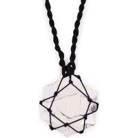 KDMD Women's Laced Gemstone Hexagon Pendant - White Howlite