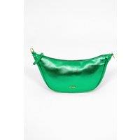 Etre Women's Green Metallic Faux Leather Half Moon Crossbody Bag