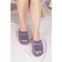 Pretty You London Women's Frankie Slider Slippers in Lavender | Size: 7-8