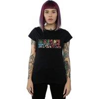 Marvel Comics Women's Characters Cotton Logo T-Shirt in Black | Size: Large